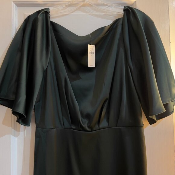 NWT Dark Green Flutter-Sleeve Knee-Length Dress Banana Republic Factory - Picture 3 of 4